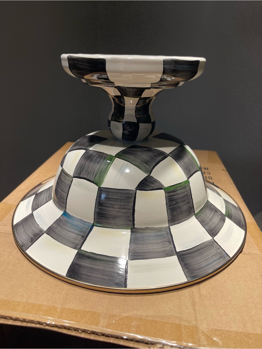 Mackenzie Childs Courtly Check Large Compote